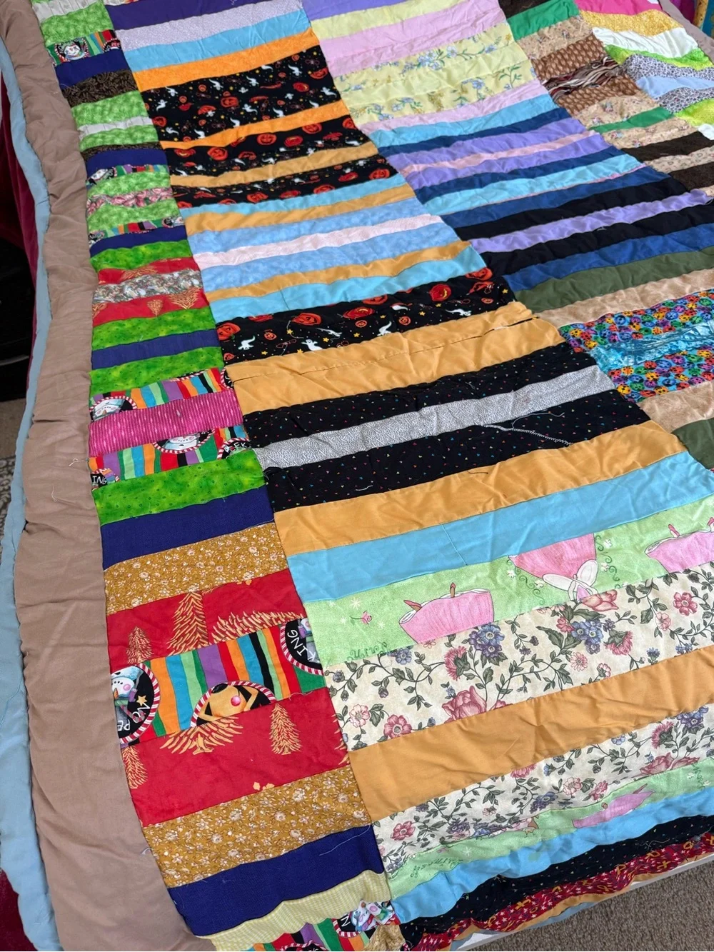 Vintage Handmade Patchwork Quilt Multicolor Twin XL
